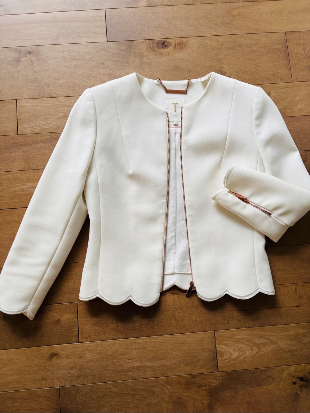 Ted Baker Scallop-Hem Cream Jacket